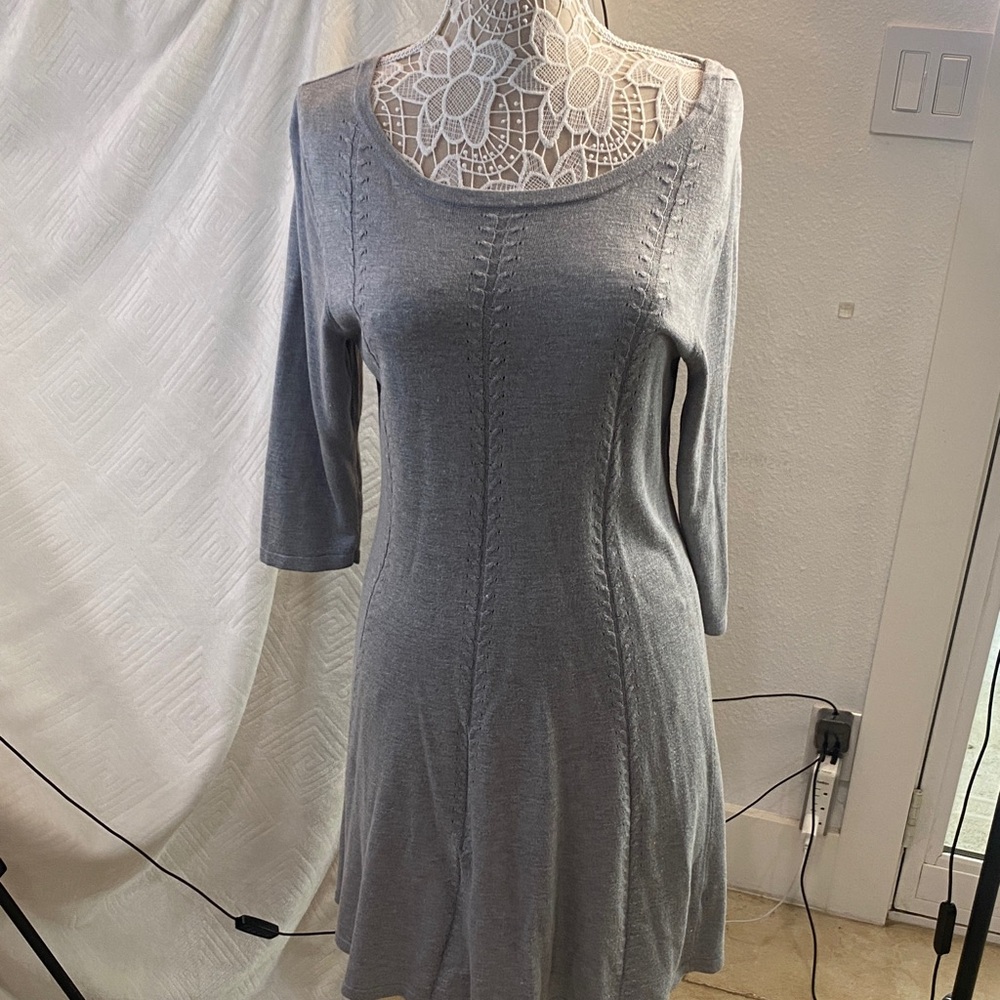 NY Collection Light Gray Long Sleeve Dress